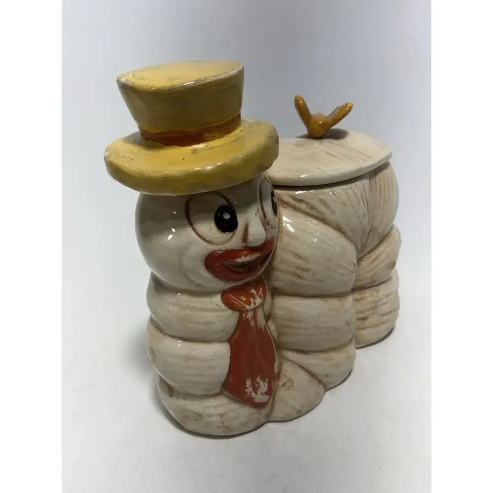 Vintage Anthropomorphic Worm Caterpillar Cookie Jar Ceramic Kitsch Japan Style